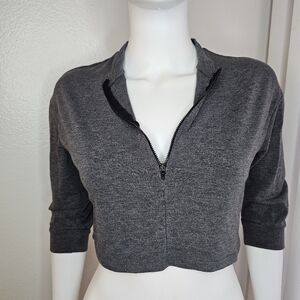 Fashion Nova Grey 2Piece Set Size S Biker Short Crop Top